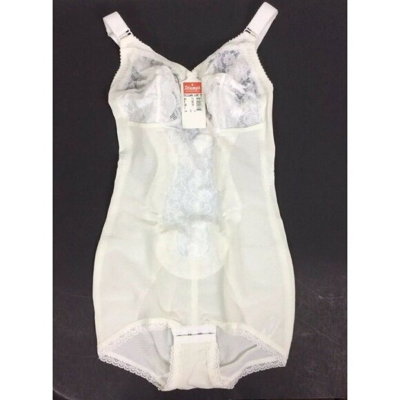 Triumph Taillana Luxe Full Body Shaper US & UK 34 D EU 75 White Lace Panel Vtg - Picture 1 of 5